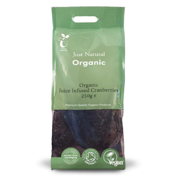 Just Natural Org Juice Infused Cranberries 250g