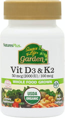 Natures Plus Source of Life Garden Vitamin D3 & K2 60 Vegan Capsules