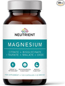Neutrient Magnesium Complex Supplements - 120 Capsules Containing Four Powerful Bioactive Chelates Including Magnesium Taurate, Glycinate, Citrate and Malate
