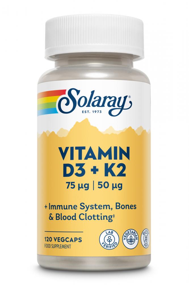 Solaray Vitamin D3 & K2 120 Vegcaps