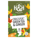 Heath And Heather Organic Green Tea & Ginger 20 Bags