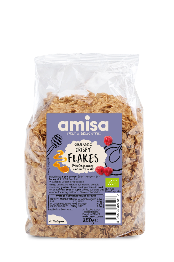 Amisa Organic Crispy Toasted Spelt Flakes With Honey 250g