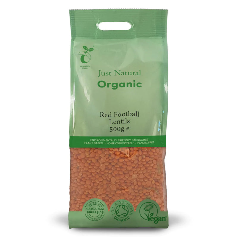 Just Natural Org Red Football Lentils 500g