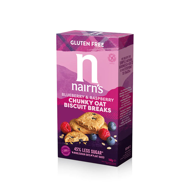 Nairns Gluten Free Blueberry & Raspberry Biscuit Break Chunky 160g