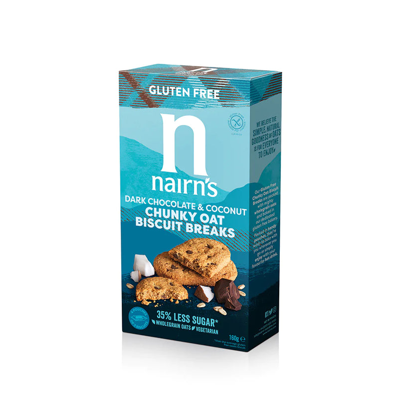Nairns Gluten Free Oats, Dark Chocolate & Coconut Breakfast Biscuit Breaks 160g